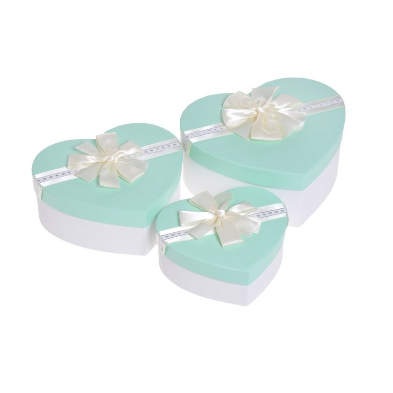 Pudełko serce 3szt-kpl WHITE/MINT, MINT/WHITE