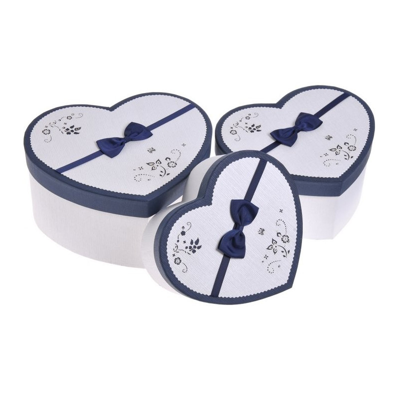 Pudełko serce 3szt-kpl WHITE/BLUE, BLUE/WHITE