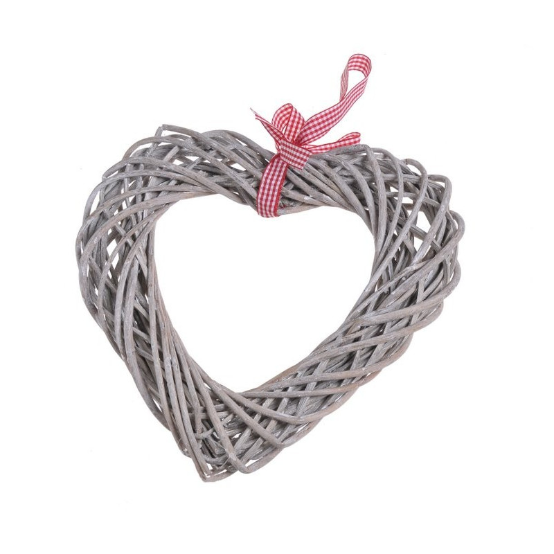 Serce z wikliny 30 x 30 cm WHITE/GREY - zawieszka