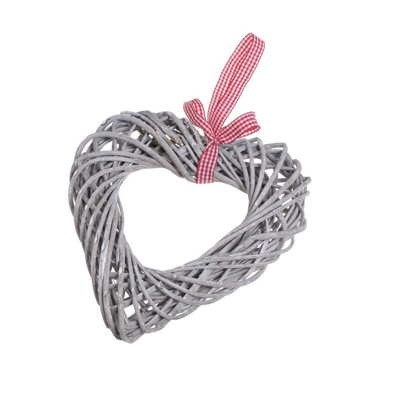 Serce z wikliny 25 x 25 cm WHITE/GREY - zawieszka