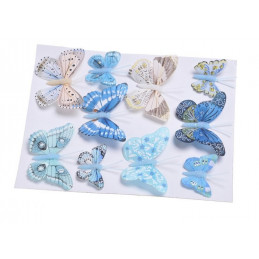 Motyl mix 8cm-5cm na klipie - krt.10szt MIX BLUE