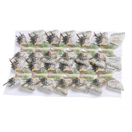Motyl 12cm na klipie - krt.12szt CREAM/GREEN