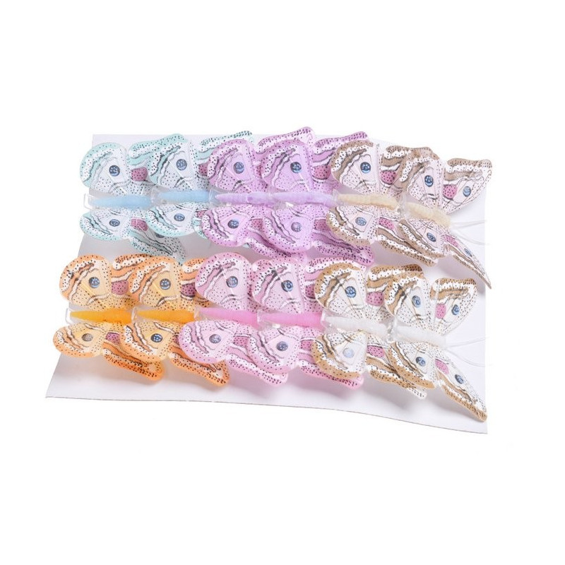 Motyl 8 cm na klipie - krt.12szt MULTOCOLOR