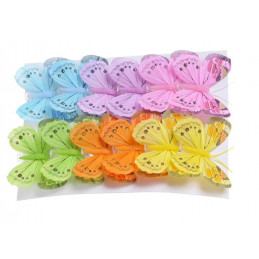 Motyl 8 cm na klipie - krt.12szt MULTOCOLOR