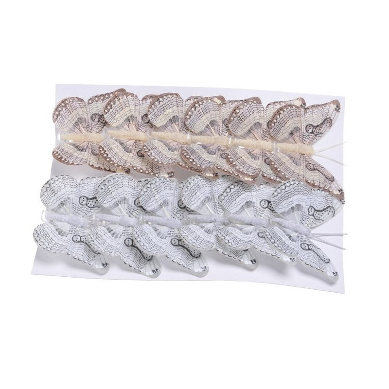 Motyl 8 cm na klipie - krt.12szt MULTOCOLOR