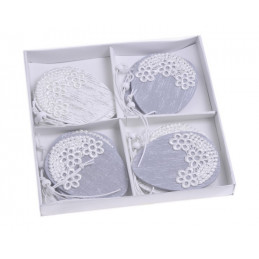 Zawieszka serce z koronkową aplikacją 8cm