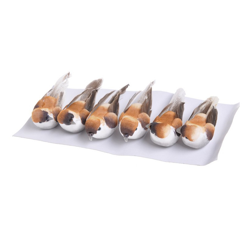 Ptaszki 8 cm, na klipie mix kol. 6szt-kpl