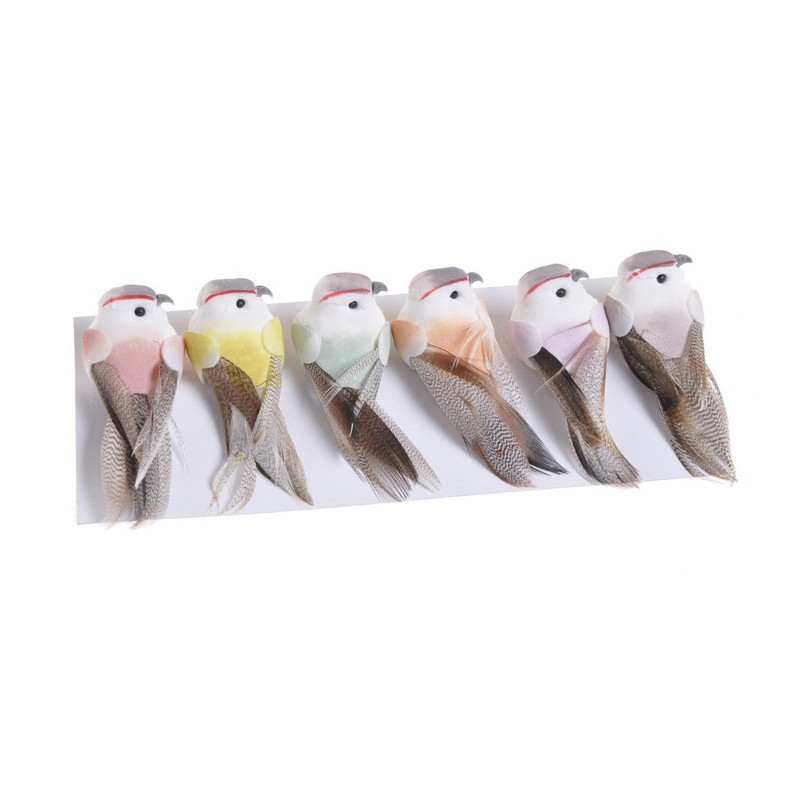 Ptaszki 8cm, na klipie mix kol. 6szt-kpl