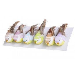 Ptaszki 11 cm, na klipie mix kol. 6szt-kpl