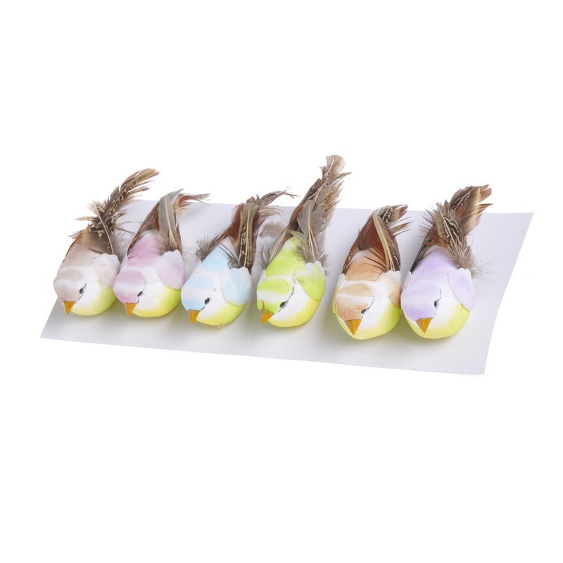 Ptaszki 11 cm, na klipie mix kol. 6szt-kpl