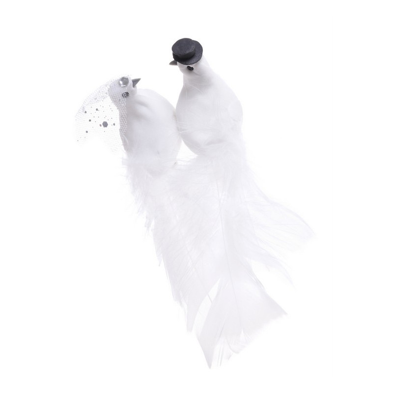 Gołąbki weselne 13 cm, na klipie 6szt-kpl