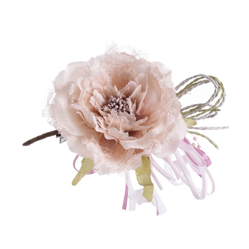 Róża koronkowa z klipem 11 cm