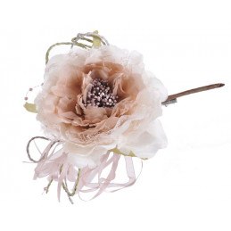 Róża koronkowa z klipem 11 cm