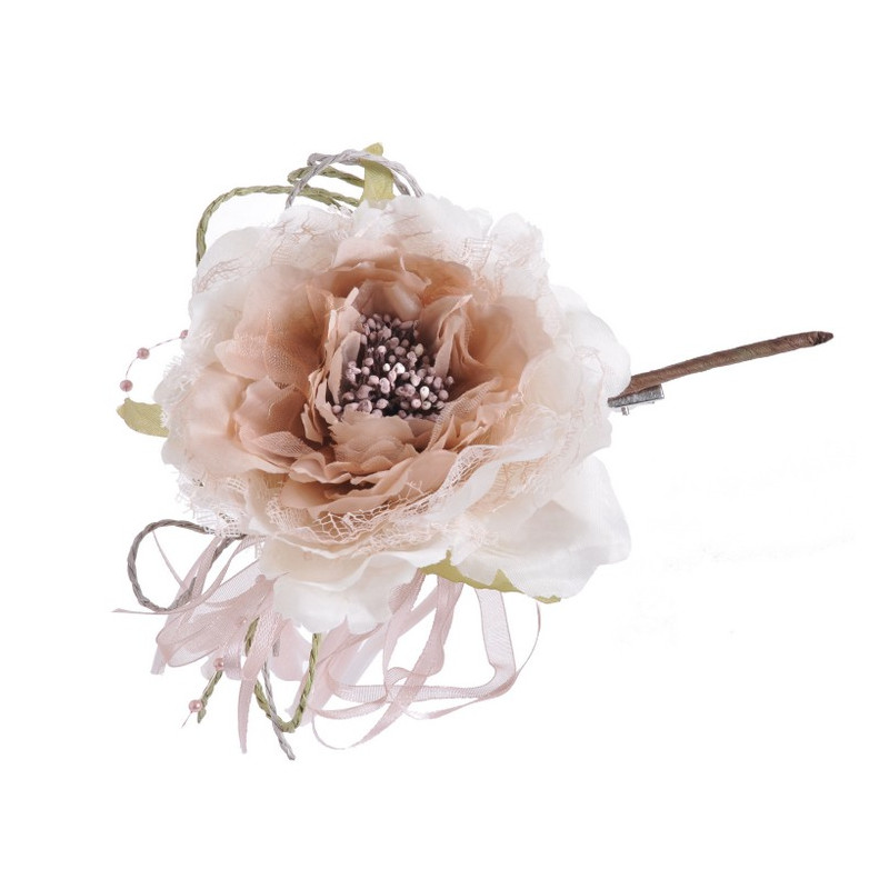 Róża koronkowa z klipem 11 cm