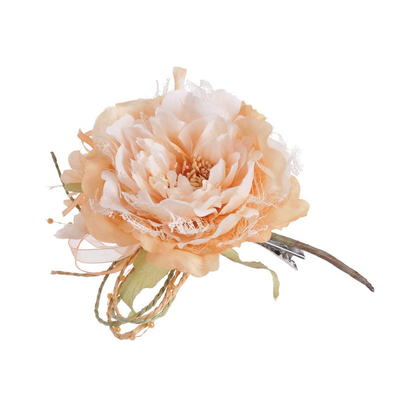 Róża koronkowa z klipem 11 cm