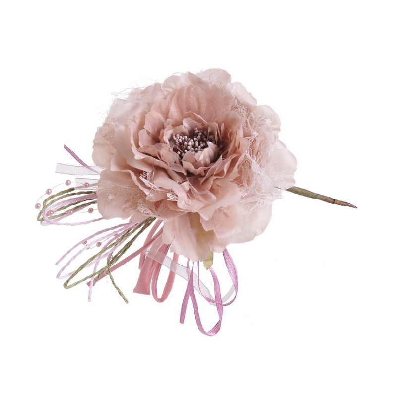 Róża koronkowa z klipem 11 cm