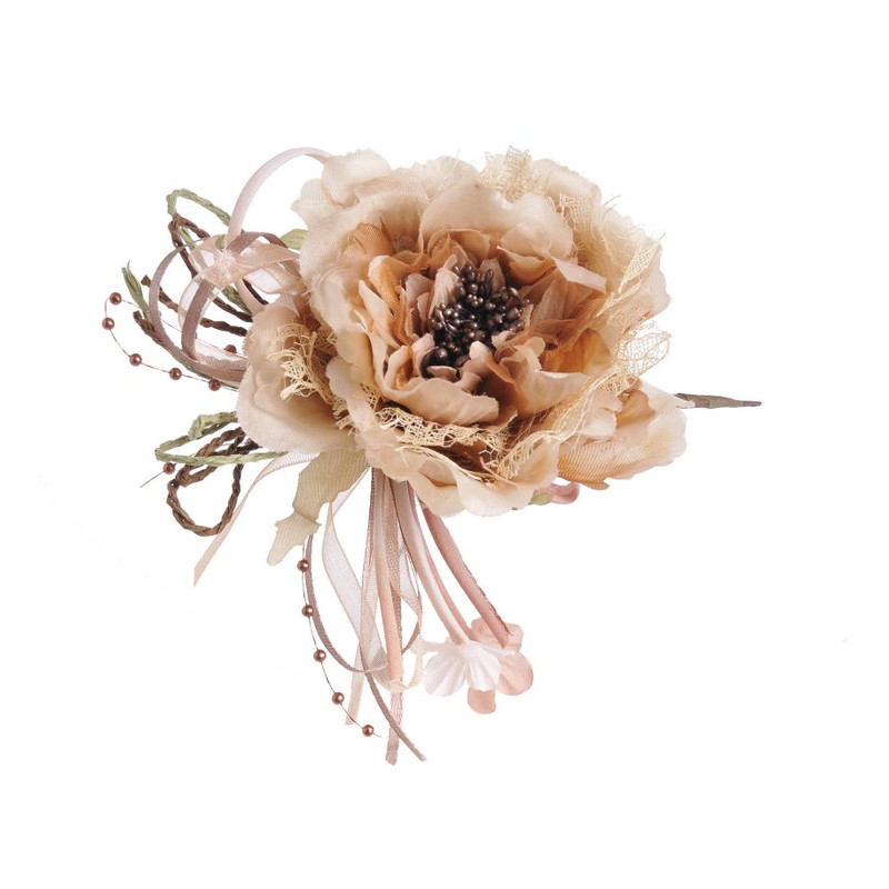 Róża koronkowa z klipem 11 cm