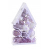 Zawieszki jajka w pudelku-domku, 6cm, 18szt LAVENDER