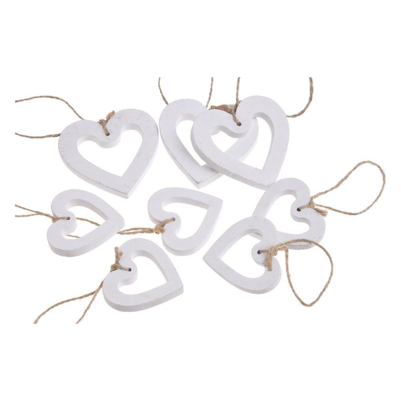 Serce wykrawane białe mix 7-5 cm, 8szt-paczka