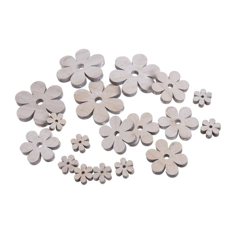Kwiatki  biało-szare mix 7-2,5 cm, 18 szt-paczka