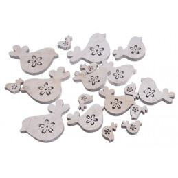 Ptaszki biało-szare mix 8-3 cm, 18 szt paczka