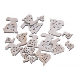 Zajączki biało-szare mix 7-3 cm, 18 szt-paczka