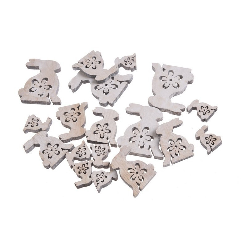 Zajączki biało-szare mix 7-3 cm, 18 szt-paczka