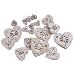 Serca biało-szare mix 7-2,5 cm, 18 szt-paczka