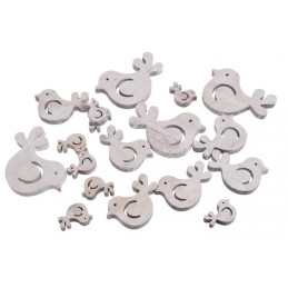 Ptaszki biało-szare mix 7,5-3 cm, 18 szt-paczka