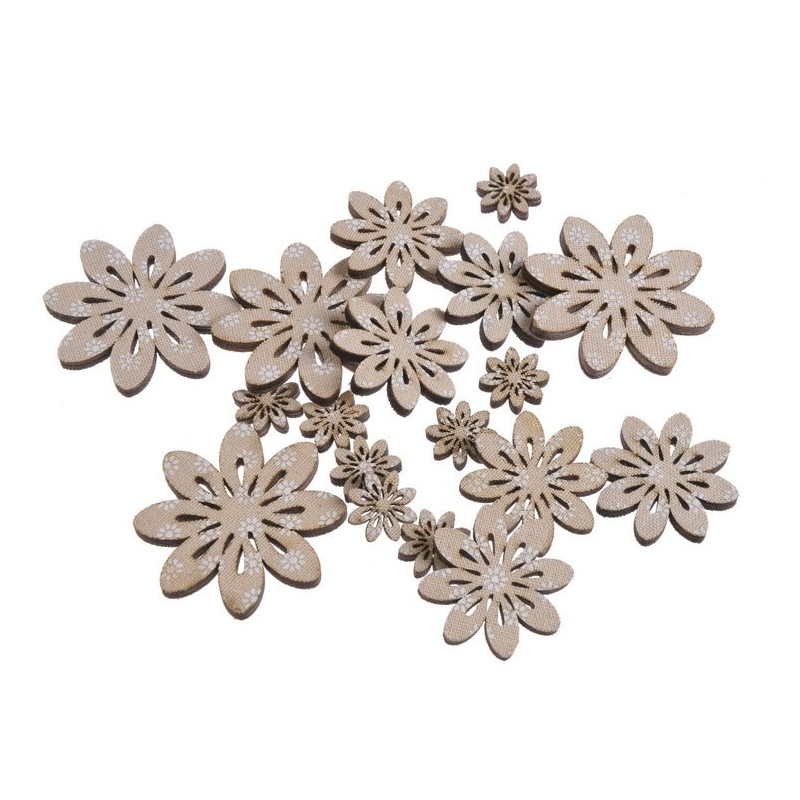 Kwiatki beżowe mix 7-5 cm, 18 szt-paczka