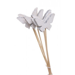 Pik motylki biało-szare 30-6 cm, 6szt-paczka