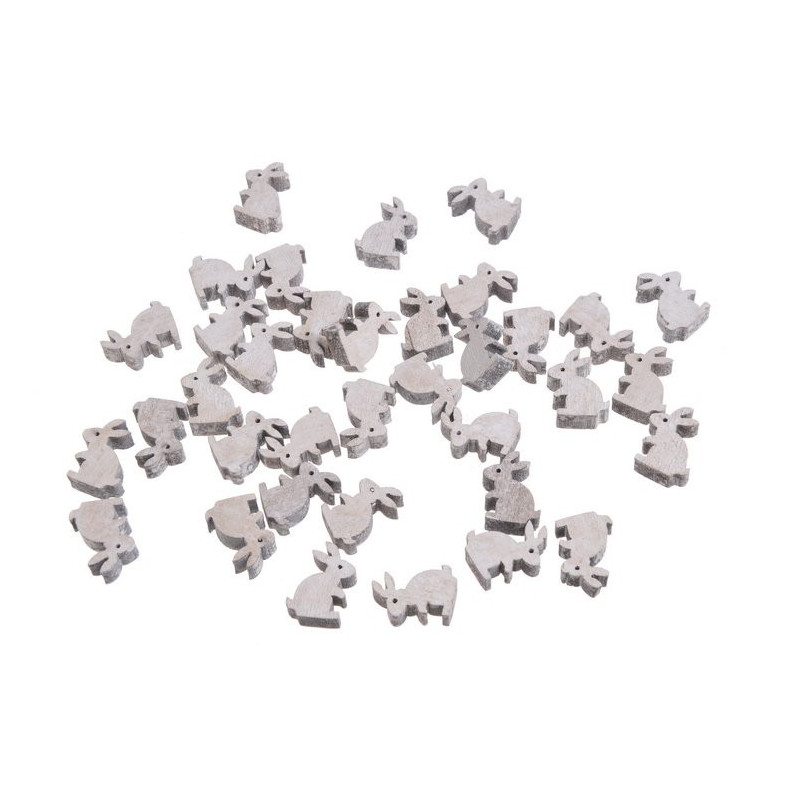 Zające naturalne 2,5 cm, 36 szt-paczka 2 kolory