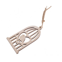 Ptak w klatce biały/ white wash 15 cm