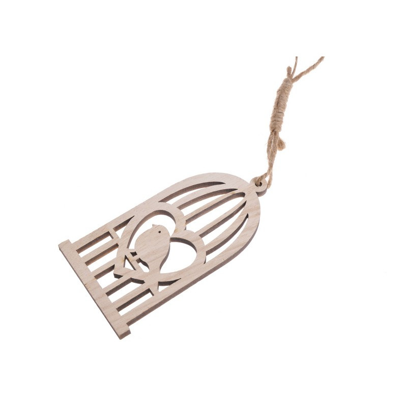 Ptak w klatce biały/ white wash 15 cm