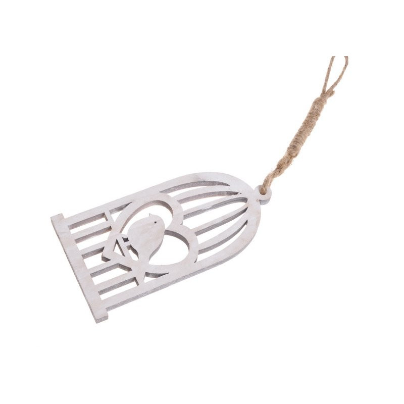 Ptak w klatce biały/ white wash 15 cm