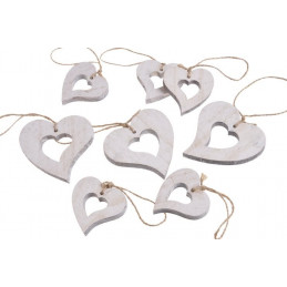 Serca biało-szare mix 7-5 cm, 8 szt-paczka