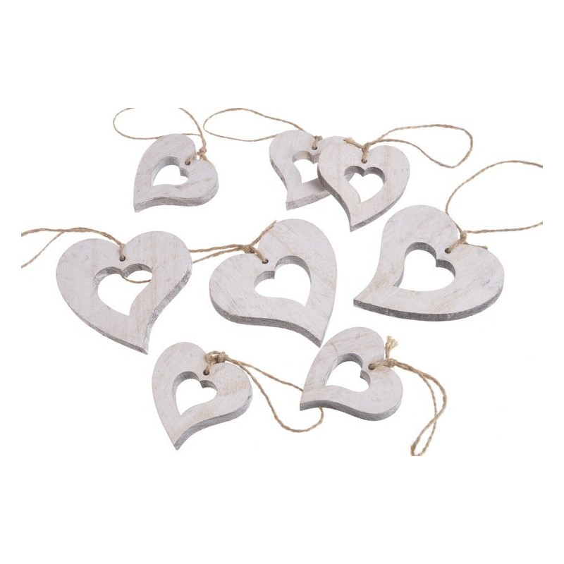 Serca biało-szare mix 7-5 cm, 8 szt-paczka