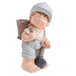 Dziecko z koszem 38 cm - osłonka - ceramika