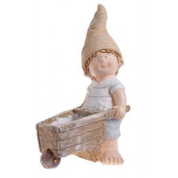 Chłopiec z taczką 52 cm - ceramika