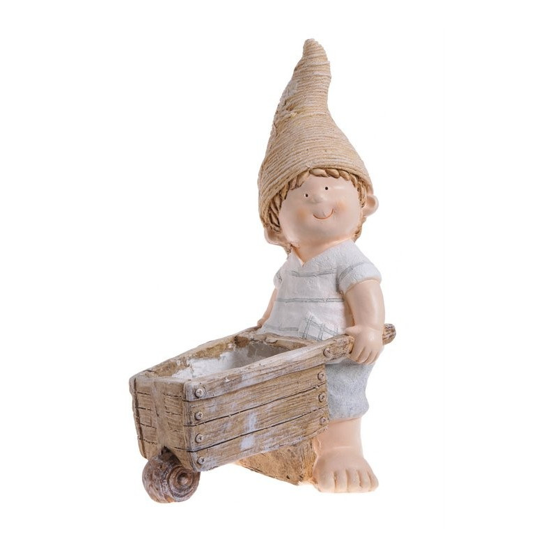 Chłopiec z taczką 52 cm - ceramika