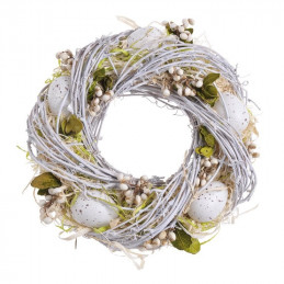 Wianek z jajkami 24 cm NAT/WHITE - dekoracja wiosenna