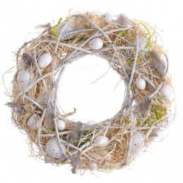 Wianek z jajkami 34 cm NAT/WHITE - dekoracja wiosenna