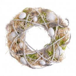 Wianek z jajkami 24 cm NAT/WHITE - dekoracja wiosenna