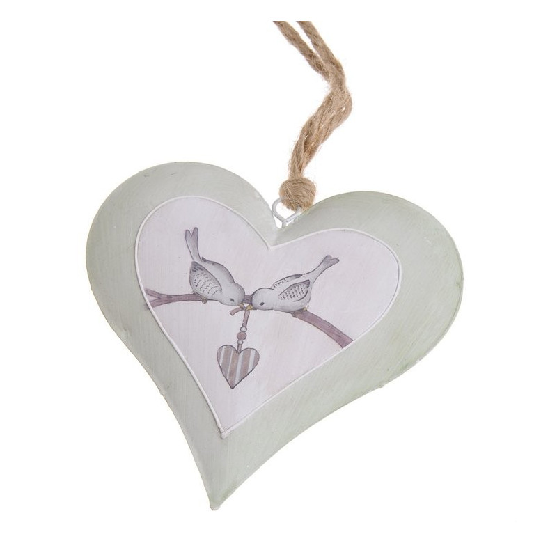 Zawieszka serce z ptaszkami na gałęzi 13 cm