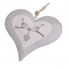 Zawieszka serce z ptaszkami na gałęzi 18 cm