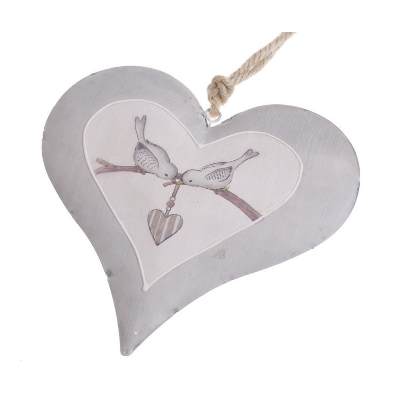 Zawieszka serce z ptaszkami na gałęzi 18 cm