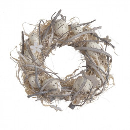 Wianek z jajkami 22 cm NAT/WHITE - dekoracja wiosenna