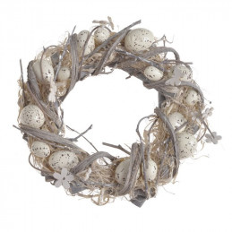 Wianek z jajkami 30 cm NAT/WHITE - dekoracja wiosenna