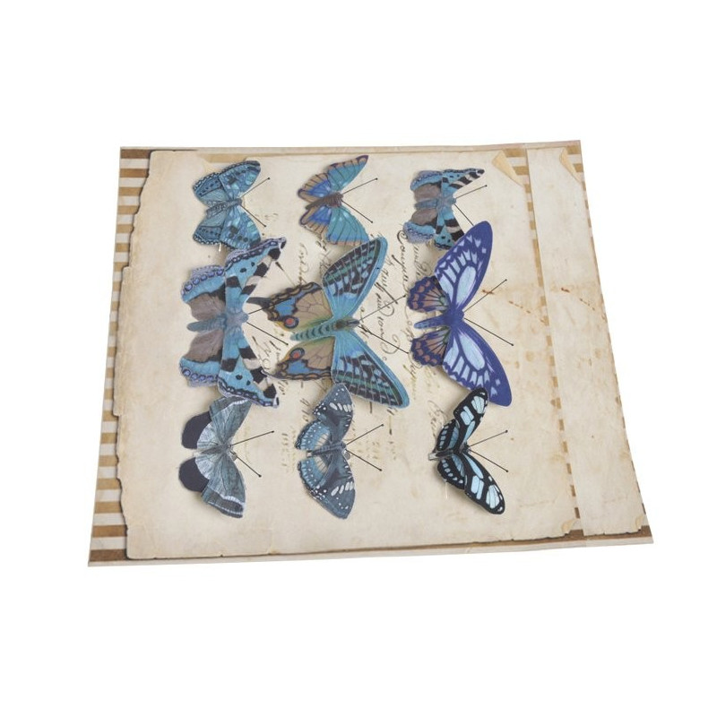 Motyl na klipie 6-10 cm, 9 szt/kpl DK BLUE