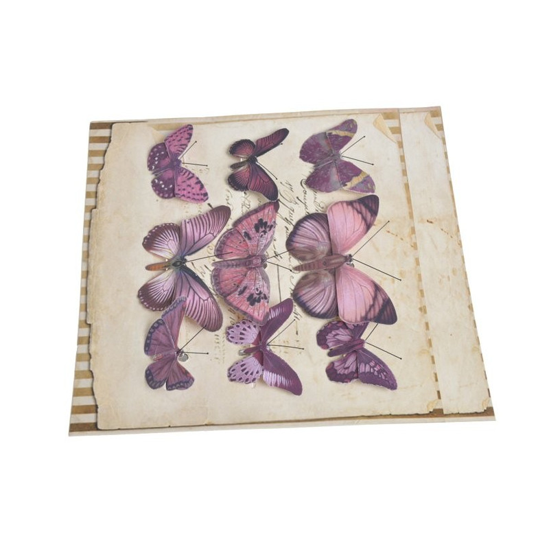 Motyl na klipie 6-10 cm, 9 szt/kpl PURPLE